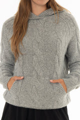 Grey Cable Knit Hoodie