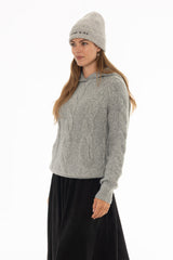 Grey Cable Knit Hoodie