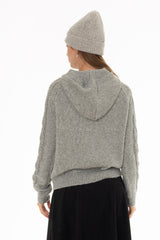 Grey Cable Knit Hoodie