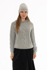 Grey Cable Knit Hoodie