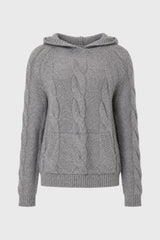 Grey Cable Knit Hoodie