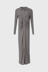 Grey Ruched Cardi Maxi Dress