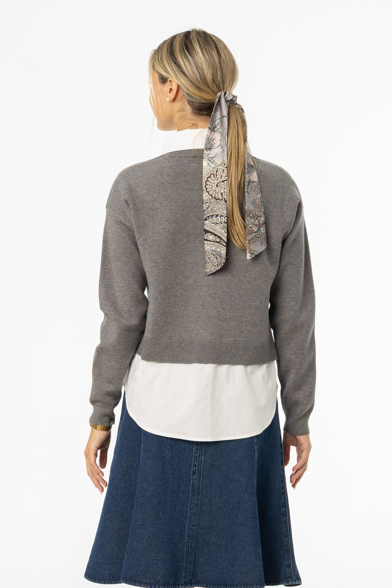Grey Combo Blouse Sweater