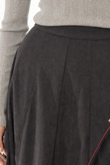 Grey Corduroy Paneled Flare Maxi Skirt
