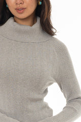 Grey Cowl Neck Knit Sweater