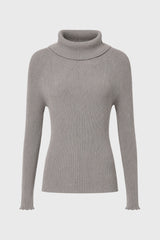 Grey Cowl Neck Knit Sweater