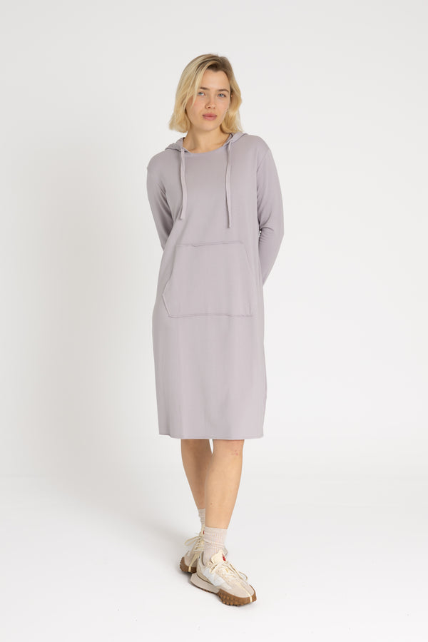 Grey Drawstring Hoodie Dress