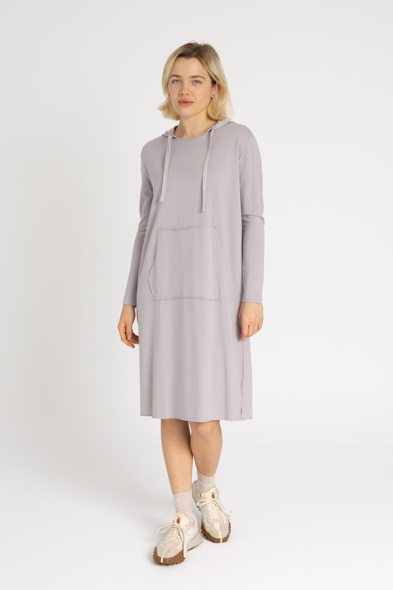 Grey Drawstring Hoodie Dress