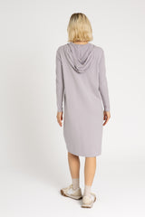 Grey Drawstring Hoodie Dress