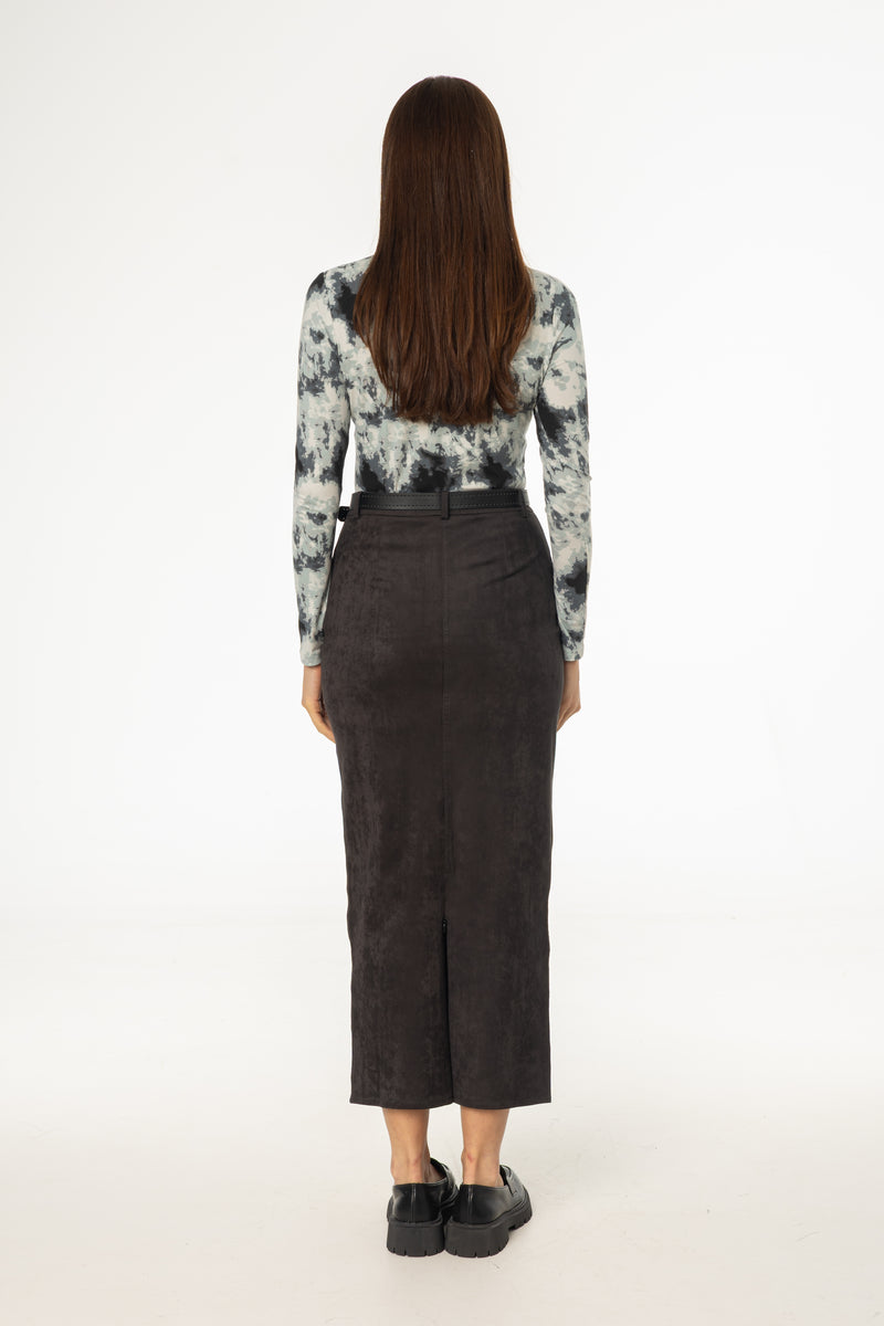 Grey Everyday Microsuede Skirt