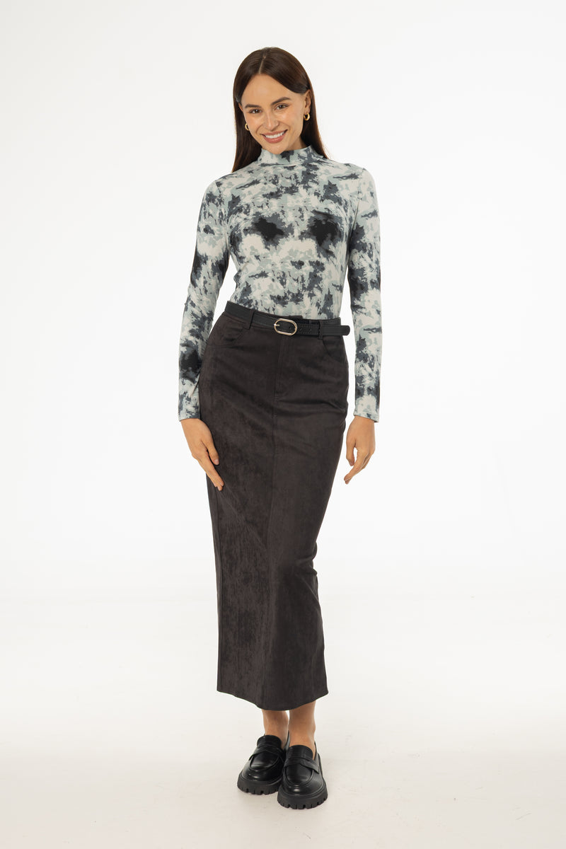 Grey Everyday Microsuede Skirt