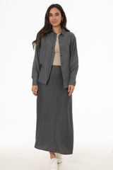 Grey Feather Soft Maxi Skirt