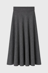 Grey Knit Flare Midi Skirt