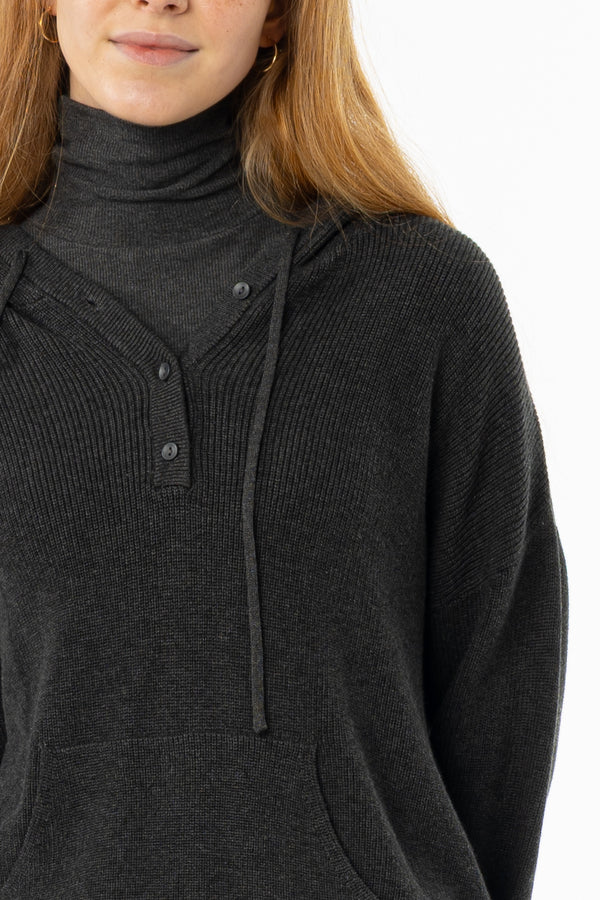 Grey Knit Hoodie Sweater