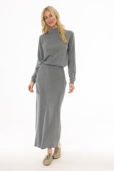 Grey Knit Maxi Skirt