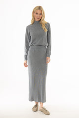 Grey Knit Maxi Skirt