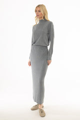 Grey Knit Maxi Skirt