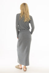 Grey Knit Maxi Skirt