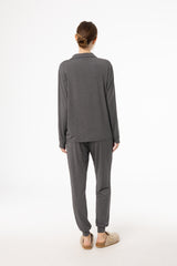 Grey Long Sleeve Pajama Top and Jogger Pants