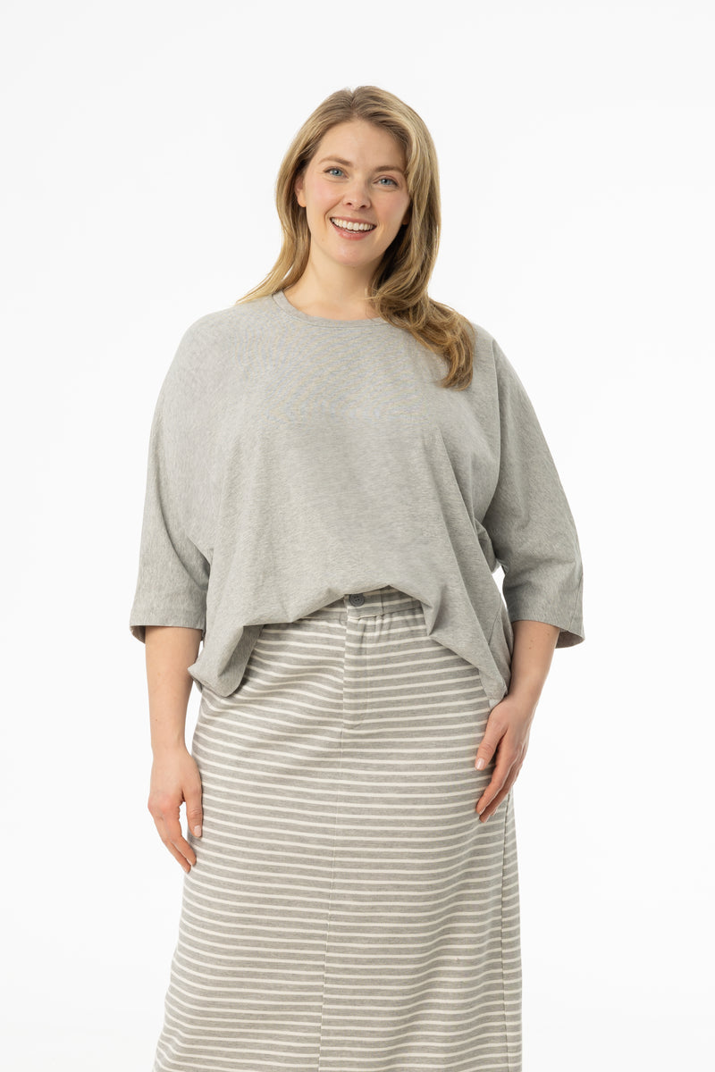 Grey Oversized Dolman 3/4 Sleeve T-Shirt