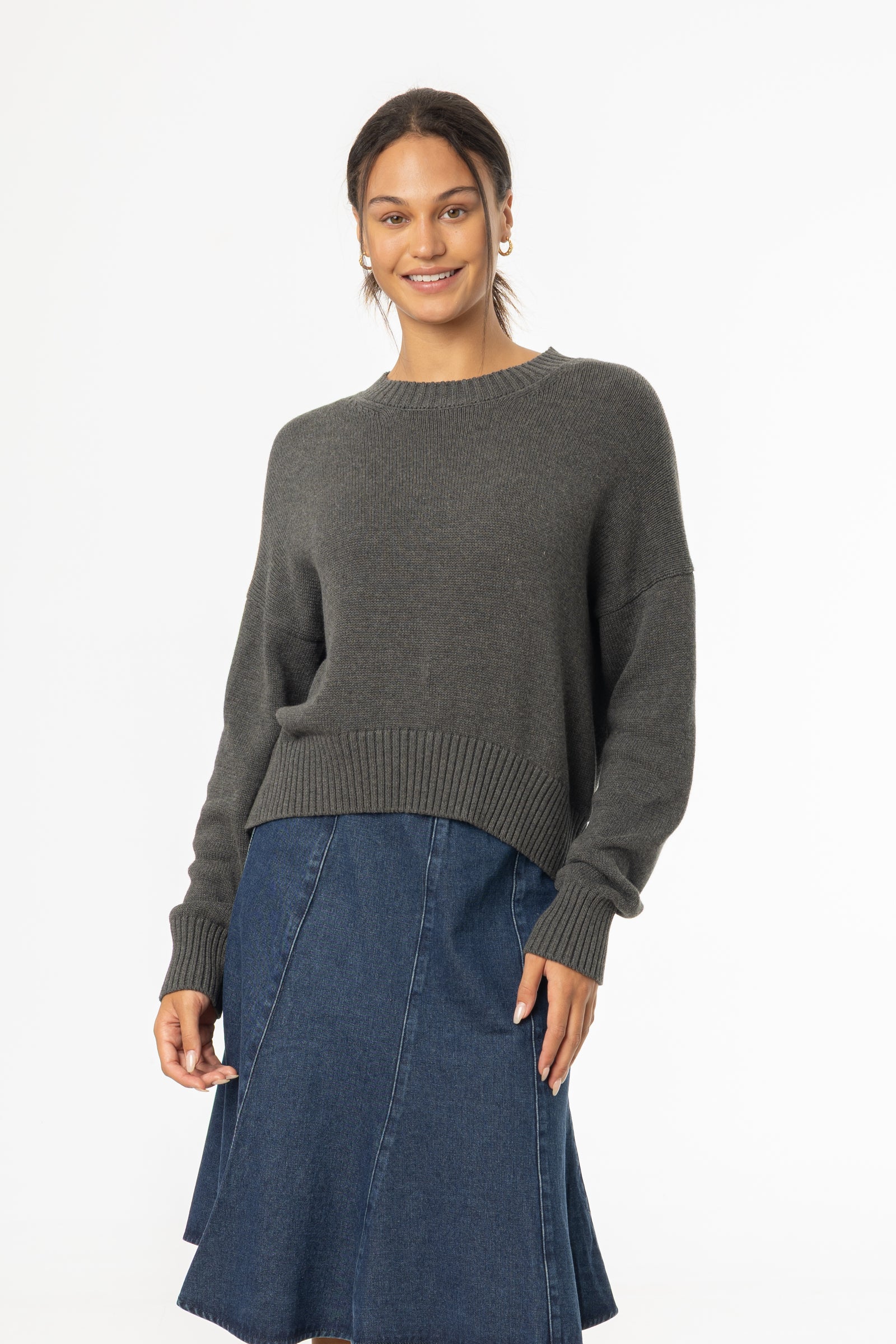 Grey High-Low Oversized Sweater – BLANK