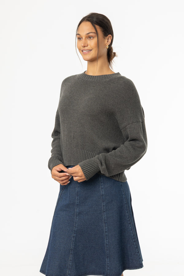 Grey High-Low Oversized Sweater