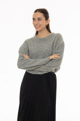 Grey Oversized Knit Sweater Top
