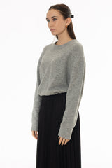 Grey Oversized Knit Sweater Top