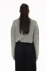Grey Oversized Knit Sweater Top
