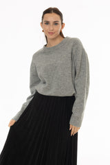 Grey Oversized Knit Sweater Top