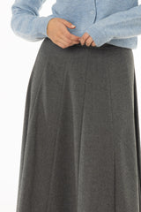 Grey Paneled Wool Feel Maxi Skirt