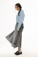 Grey Paneled Wool Feel Maxi Skirt