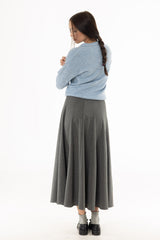 Grey Paneled Wool Feel Maxi Skirt