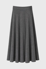 Grey Paneled Wool Feel Maxi Skirt