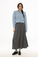 Grey Paneled Wool Feel Maxi Skirt
