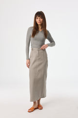 Grey Pencil Denim Skirt