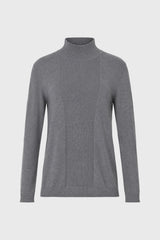 Grey Ribbed Combo Turtleneck Sweater