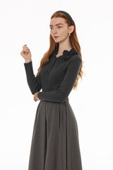 Grey Rose Collar Cardigan Top