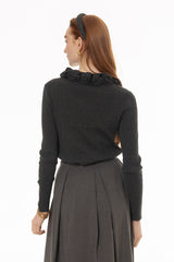 Grey Rose Collar Cardigan Top