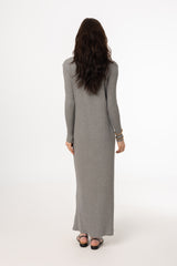 Grey Ruched Cardi Maxi Dress