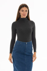 Grey Seamless Turtleneck Top