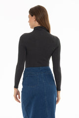 Grey Seamless Turtleneck Top