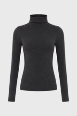 Grey Seamless Turtleneck Top