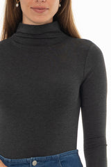 Grey Seamless Turtleneck Top