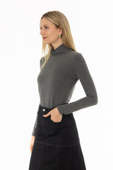 Grey Solid Turtleneck Top