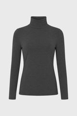 Grey Solid Turtleneck Top