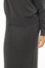 Grey Stitched Knit Maxi Skirt