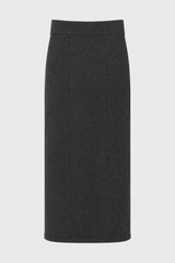 Grey Stitched Knit Maxi Skirt