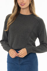 Grey Stitched Knit Sweater