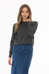 Grey Stitched Knit Sweater
